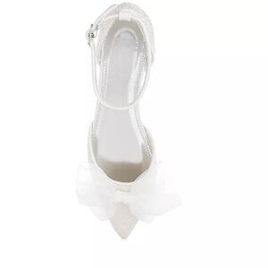 Elegant White Glittery Flats with Bow